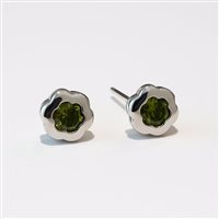 Orecchini bambina in oro bianco 18 kt con zircone verde – 2.12 g – Idee Preziose dal 1987 - IP.OK18B/79